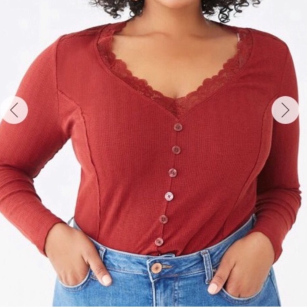 Forever 21 plus size lace trim top size 2x
